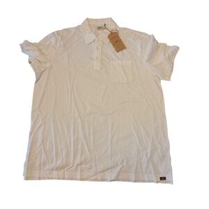 Faherty Polo Shirt Mens XXL White NEW Sun & Waves Slub Cotton Blend MKU2267-WHT